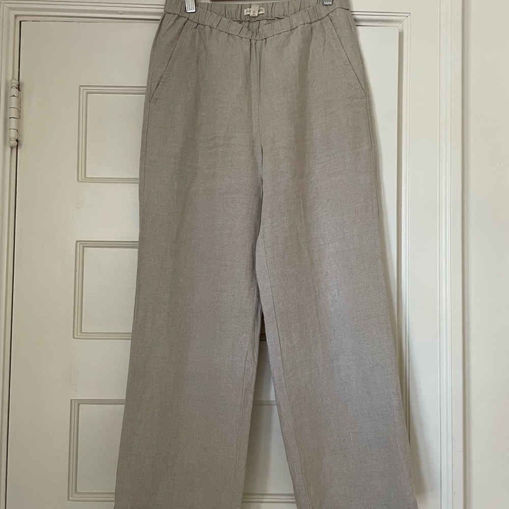 NWOT Eileen Fisher Linen Trousers, Cropped, Flax XXS